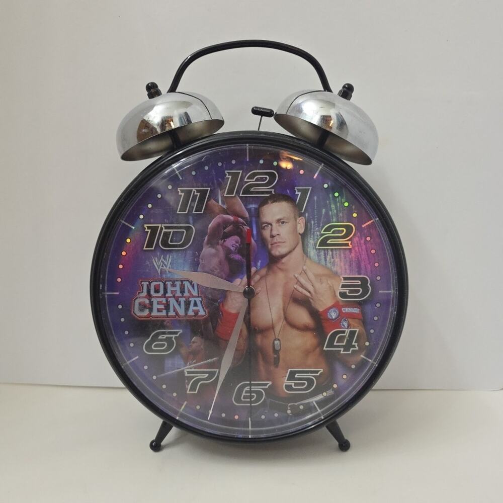 WWE John Cena Alarm Clock Twin Bell Analog Kids Room Wrestling Collectible Large